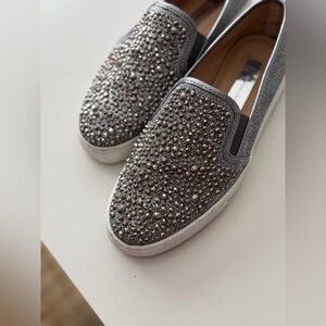 INC International Concepts Silver Crystal-Embellished Slip-On Mules